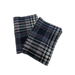 Cuddl Duds Standard Pillowcase Set of 2 Blue Grey Plaid 100% Cotton Flannel